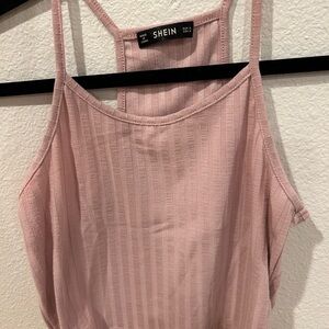 SHEIN Pink Ribbed Tank Top